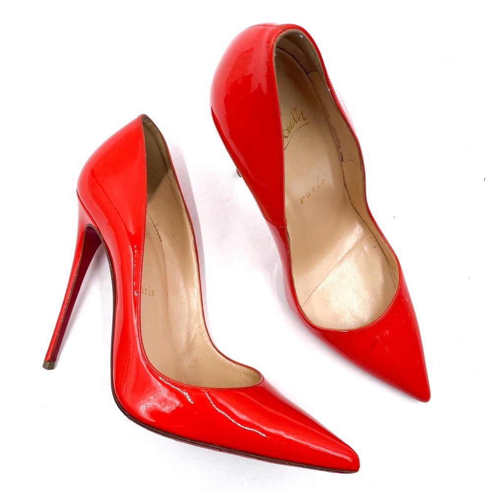 Christian Louboutin So Kate‎ Pumps Orange Patent Leather Heels Sz 38.5 / 8.5 US